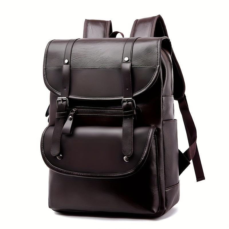 Men's Vintage PU Leather Large Capacity Backpack