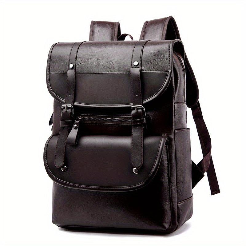 Men's Vintage PU Leather Large Capacity Backpack
