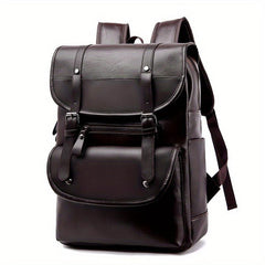 Men's Vintage PU Leather Large Capacity Backpack