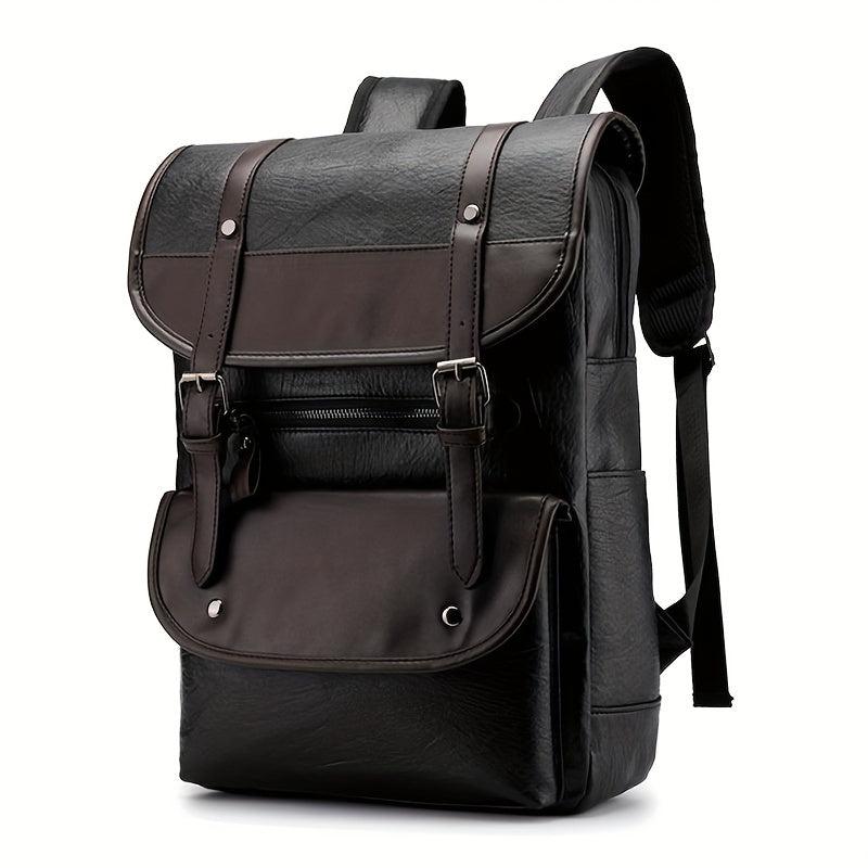 Men's Vintage PU Leather Large Capacity Backpack