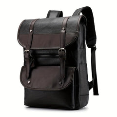Men's Vintage PU Leather Large Capacity Backpack