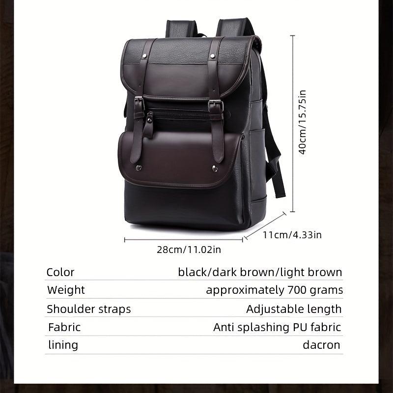 Men's Vintage PU Leather Large Capacity Backpack