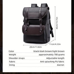 Men's Vintage PU Leather Large Capacity Backpack
