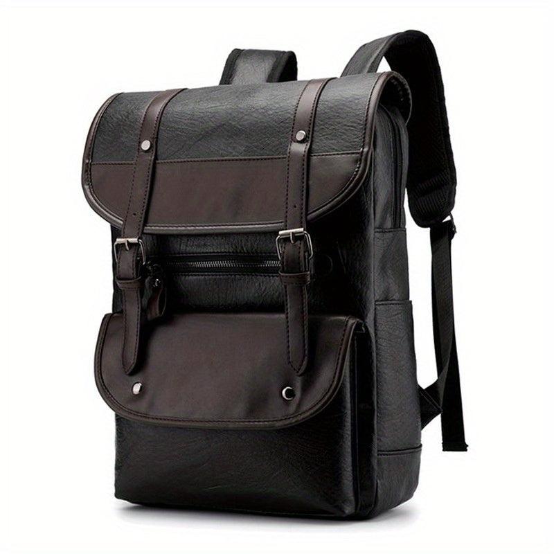 Men's Vintage PU Leather Large Capacity Backpack