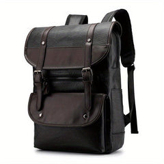 Men's Vintage PU Leather Large Capacity Backpack
