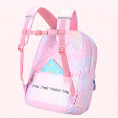 Gradient Lightweight Backpack for Girls Children Rainbow Spine Protection Bag