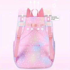 Gradient Lightweight Backpack for Girls Children Rainbow Spine Protection Bag