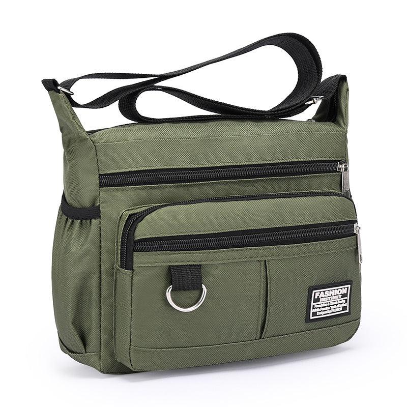 Men's Nylon Shoulder Bag with Letter Sticker, Portable Design