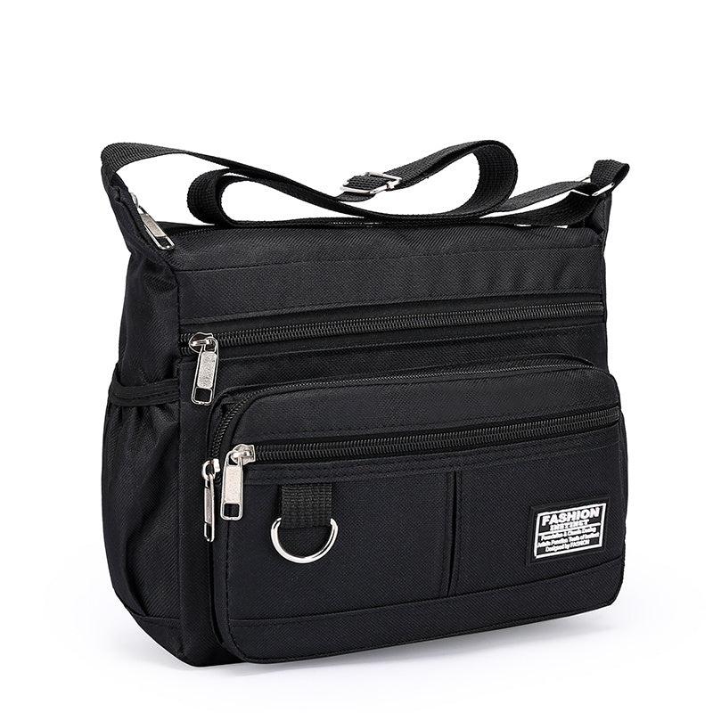 Men's Nylon Shoulder Bag with Letter Sticker, Portable Design