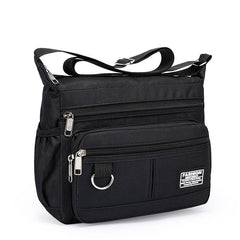 Men's Nylon Shoulder Bag with Letter Sticker, Portable Design