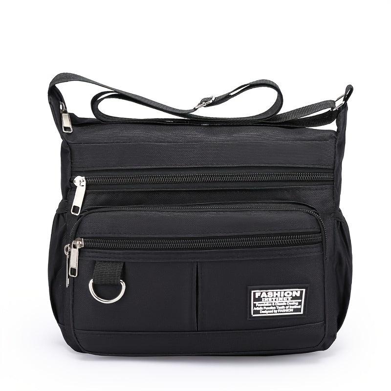 Men's Nylon Shoulder Bag with Letter Sticker, Portable Design