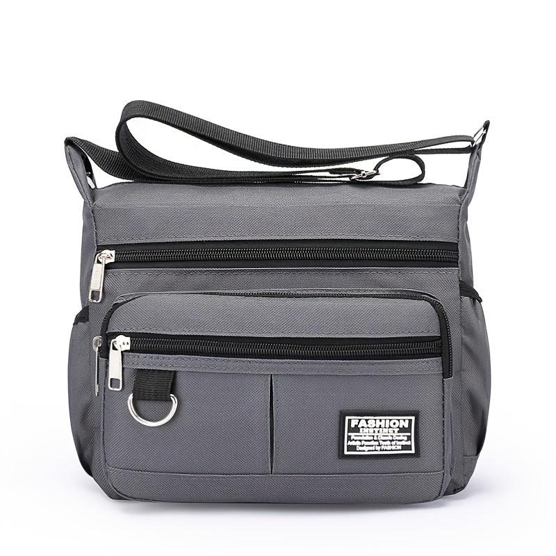 Men's Nylon Shoulder Bag with Letter Sticker, Portable Design