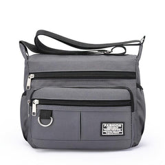 Men's Nylon Shoulder Bag with Letter Sticker, Portable Design