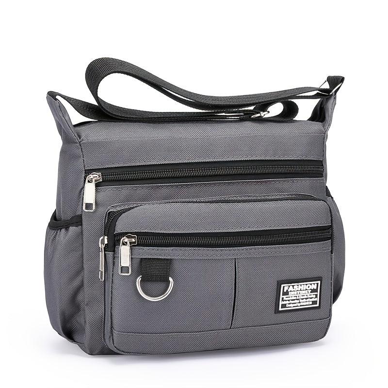 Men's Nylon Shoulder Bag with Letter Sticker, Portable Design