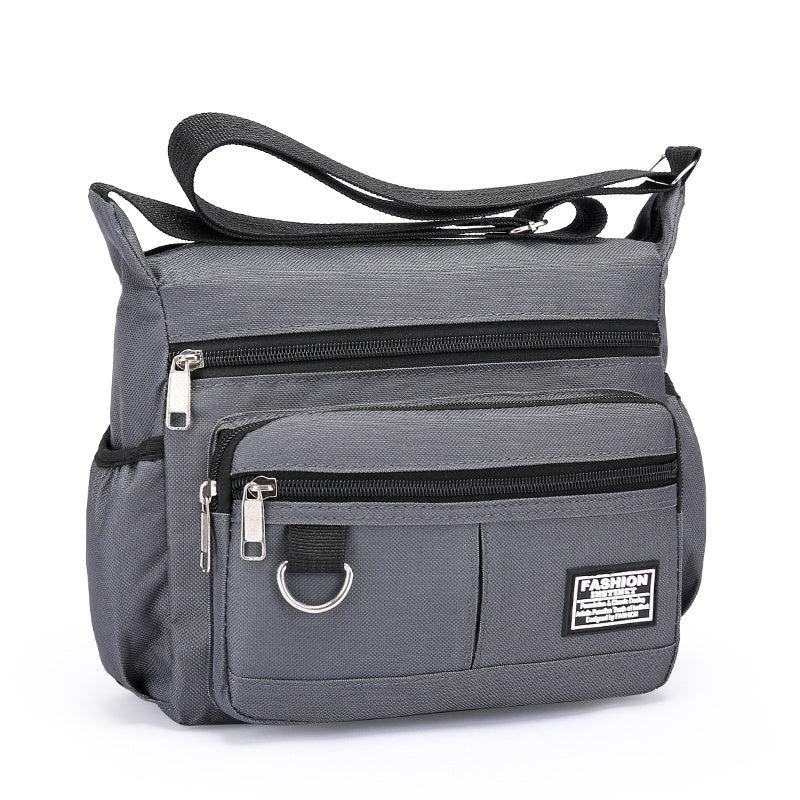 Men's Nylon Shoulder Bag with Letter Sticker, Portable Design