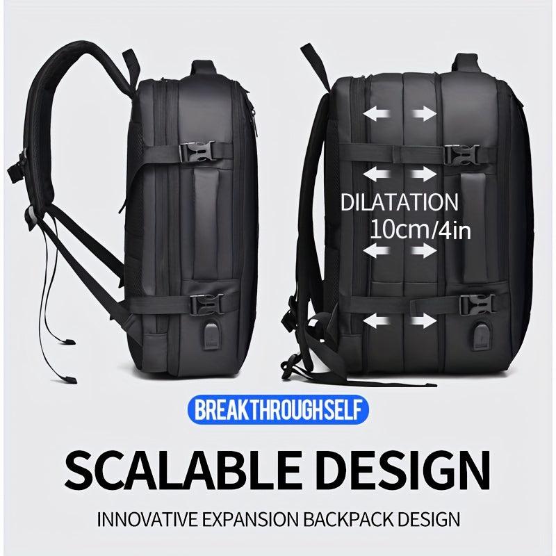 Large Laptop Backpack with USB Charging Port & Luggage Strap