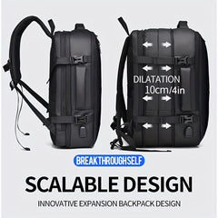 Large Laptop Backpack with USB Charging Port & Luggage Strap