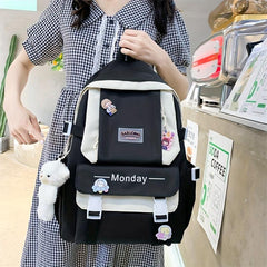 4pcs Casual Backpack School Bag Handbag Pen Bag Coin Purse