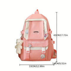 4pcs Casual Backpack School Bag Handbag Pen Bag Coin Purse