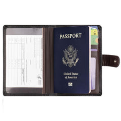 US Vaccine Card Holder Bank Card Passport Protector Clip PU Leather Case
