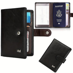 US Vaccine Card Holder Bank Card Passport Protector Clip PU Leather Case