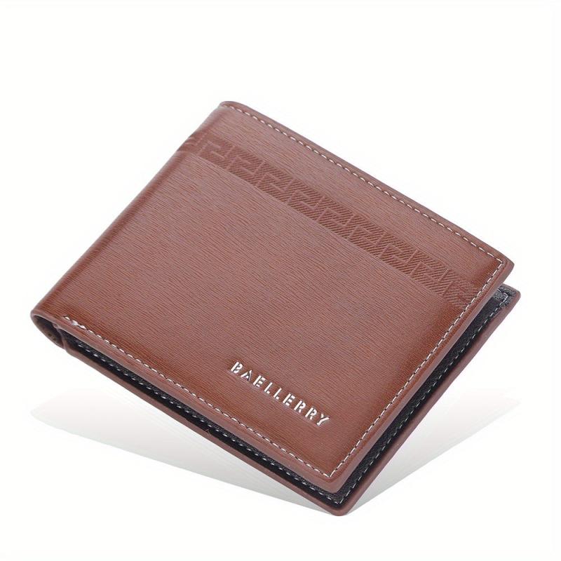 Men's Leather Short Wallet Letter Embossed Multiple Card Slots Purse