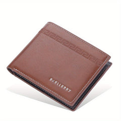 Men's Leather Short Wallet Letter Embossed Multiple Card Slots Purse