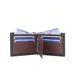 Men's Leather Short Wallet Letter Embossed Multiple Card Slots Purse