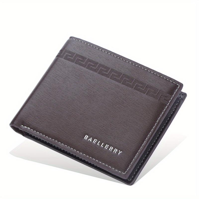 Men's Leather Short Wallet Letter Embossed Multiple Card Slots Purse