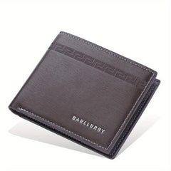 Men's Leather Short Wallet Letter Embossed Multiple Card Slots Purse