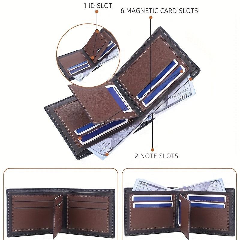 Men's Leather Short Wallet Letter Embossed Multiple Card Slots Purse