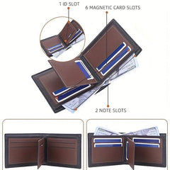 Men's Leather Short Wallet Letter Embossed Multiple Card Slots Purse