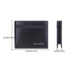 Men's Leather Short Wallet Letter Embossed Multiple Card Slots Purse
