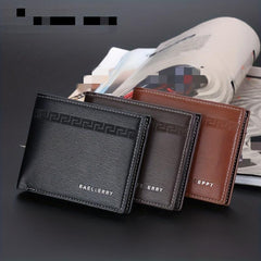 Men's Leather Short Wallet Letter Embossed Multiple Card Slots Purse
