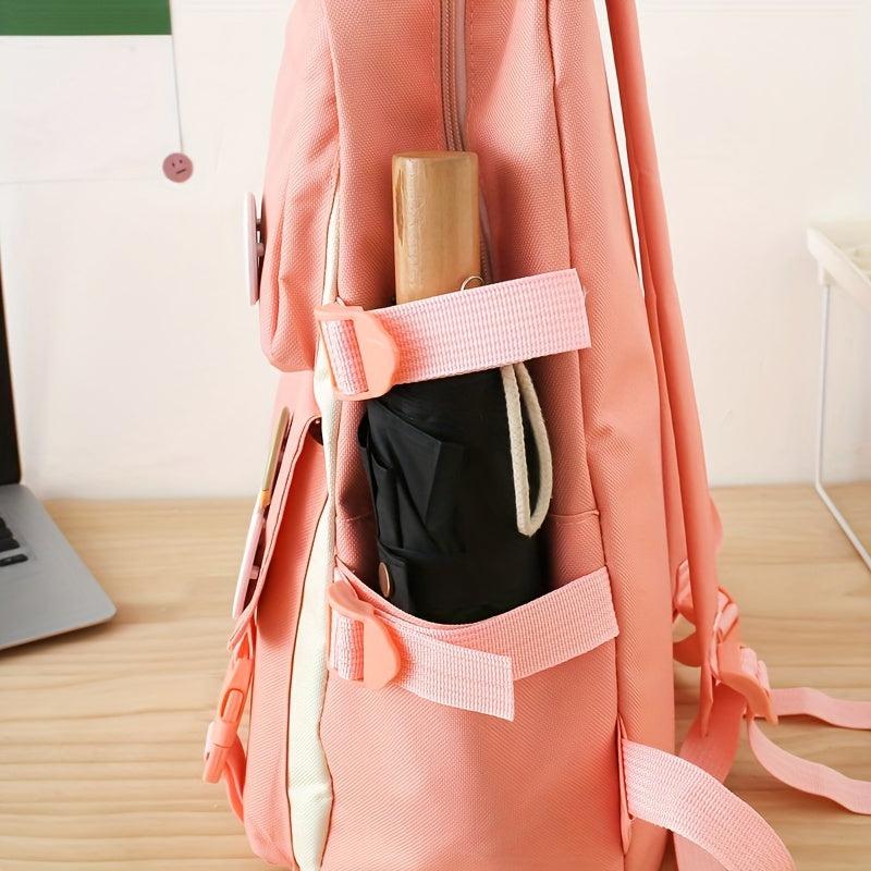 Student Casual Shoulder Backpack Messenger Bag Set with Doll - 4 Bags Gift