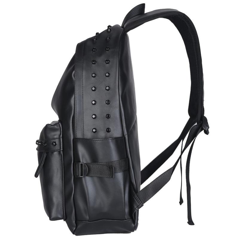 Men's Leather Rivet Backpack Laptop Backpack Travel Backpack