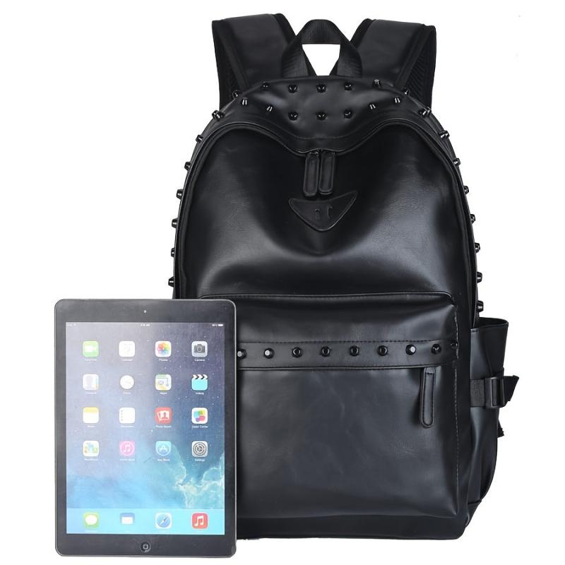 Men's Leather Rivet Backpack Laptop Backpack Travel Backpack