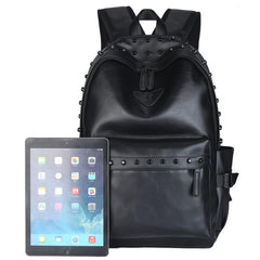 Men's Leather Rivet Backpack Laptop Backpack Travel Backpack