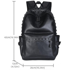 Men's Leather Rivet Backpack Laptop Backpack Travel Backpack