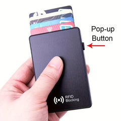 RFID ID Credit Card Holder Thin Aluminium Pop-up Metal Wallet