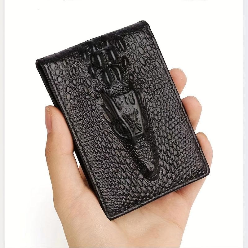 Crocodile Pattern Short Wallet Slim Multiple Card Slots Purse Men