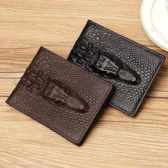 Crocodile Pattern Short Wallet Slim Multiple Card Slots Purse Men