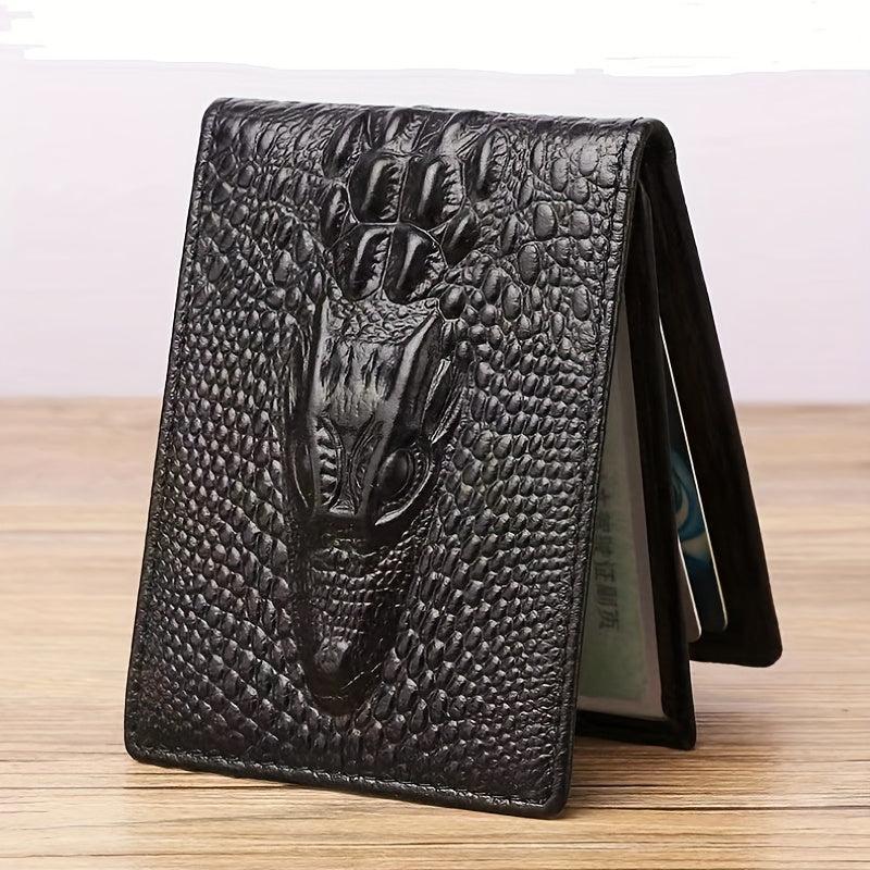 Crocodile Pattern Short Wallet Slim Multiple Card Slots Purse Men