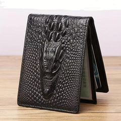 Crocodile Pattern Short Wallet Slim Multiple Card Slots Purse Men