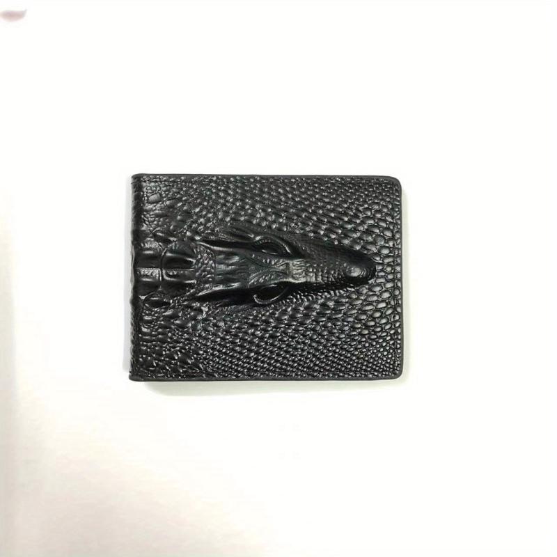 Crocodile Pattern Short Wallet Slim Multiple Card Slots Purse Men