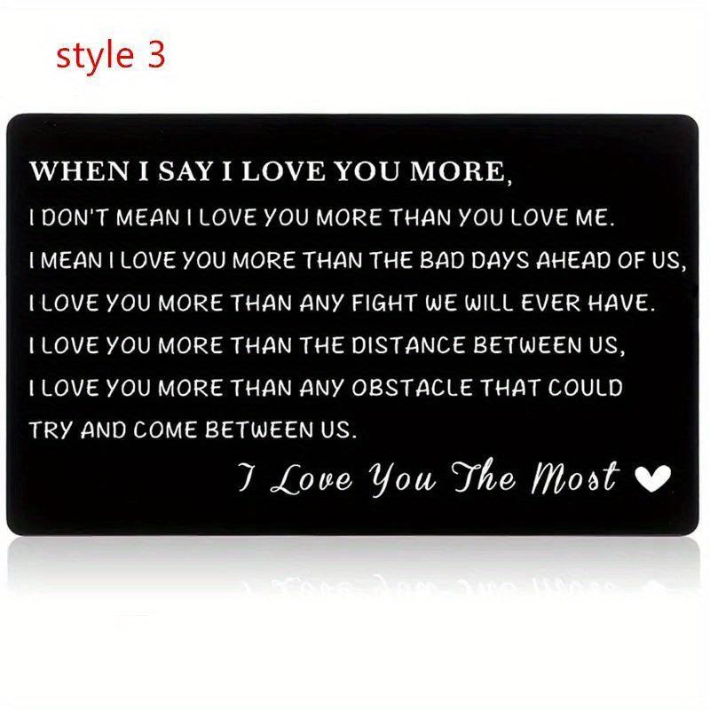 Never Forget That I Love You Engraved Aluminum Alloy Wallet Insert Card