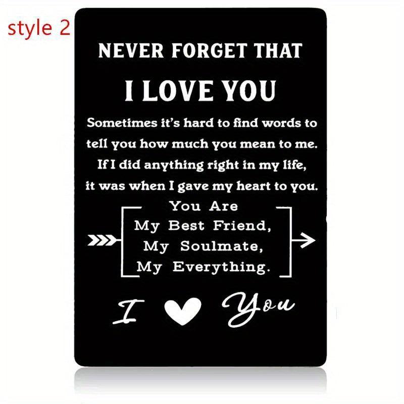 Never Forget That I Love You Engraved Aluminum Alloy Wallet Insert Card
