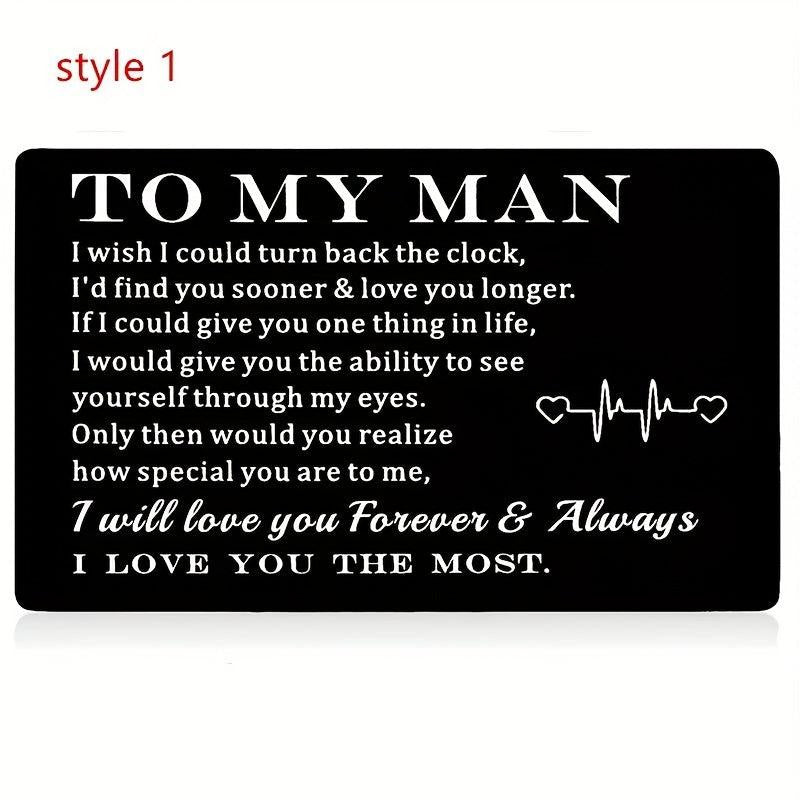 Never Forget That I Love You Engraved Aluminum Alloy Wallet Insert Card
