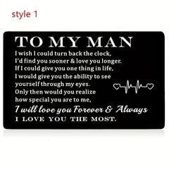 Never Forget That I Love You Engraved Aluminum Alloy Wallet Insert Card