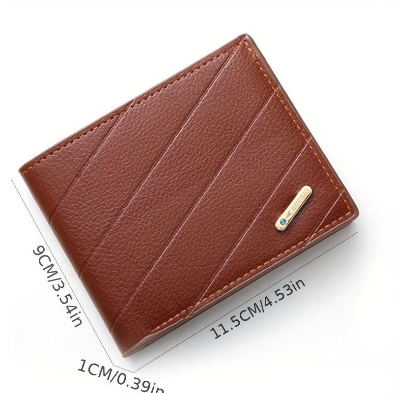 Men's Leather Short Wallet Large Capacity Three fold Horizontal Wallet